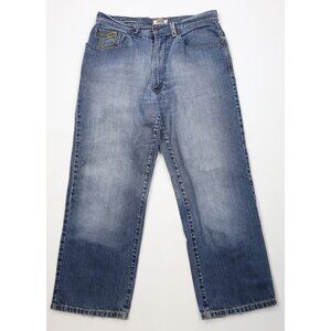 Vtg 90s Y2K Enyce Mens 34x32 Faded Baggy Fit Wide Leg Denim Jeans Blue Cotton